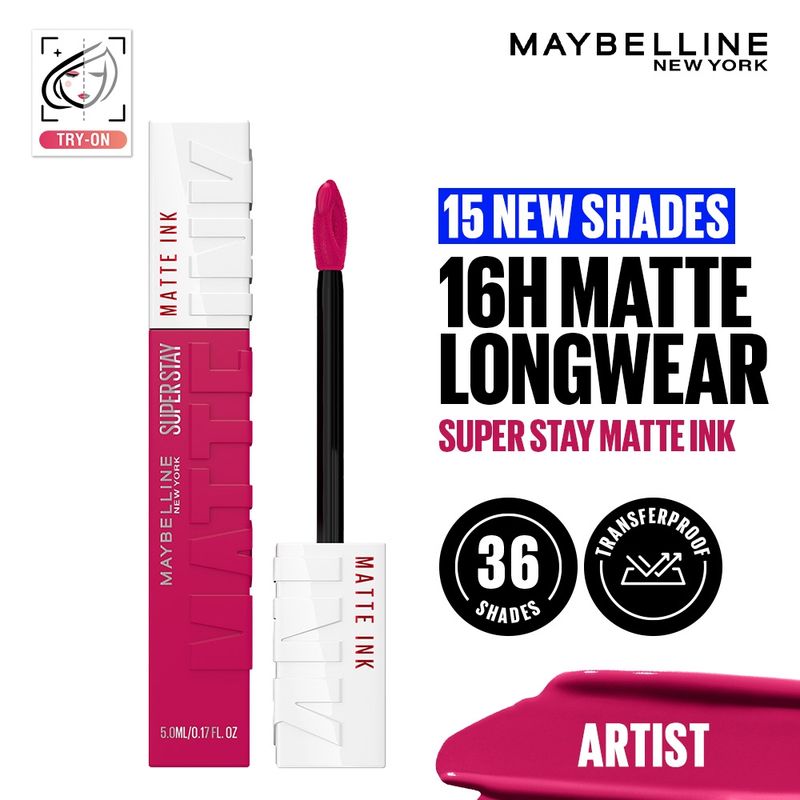 Maybelline New York Super Stay Matte Ink Liquid Lipstick, Lasts Up to 16 Hours - 120 Artist