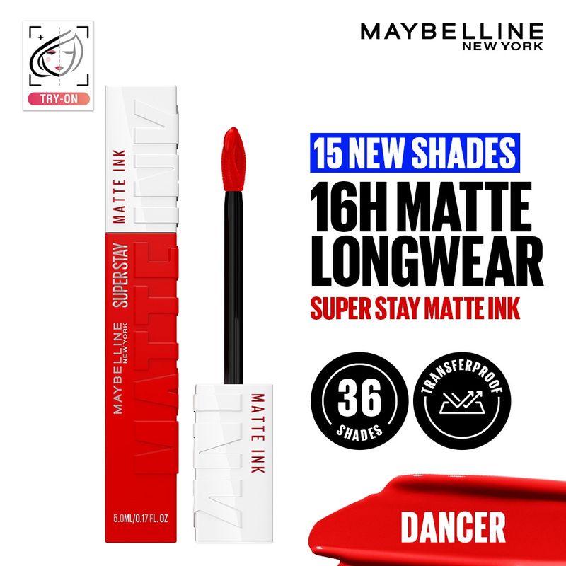 Maybelline New York Super Stay Matte Ink Liquid Lipstick, Lasts Up to 16 Hours - 118 Dancer