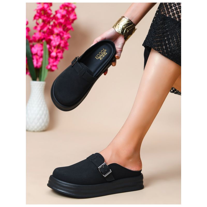 SHUZ TOUCH Black Platform Mules Heels (EURO 39)