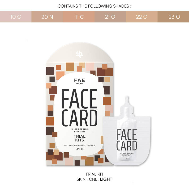 Face Card 4 in 1 Super Serum Skin Tint Trial Kit, Hydrates & Protects with SPF - Light