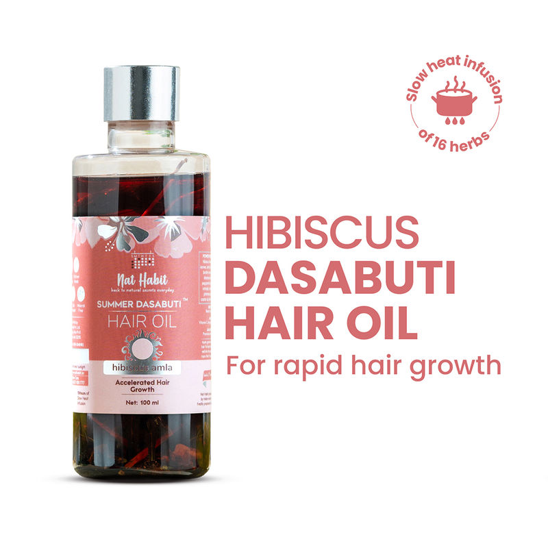Nat Habit Hibiscus Amla Hair Growth & Thickening Summer Ayurvedic Oil with Rosemary Coconut Castor