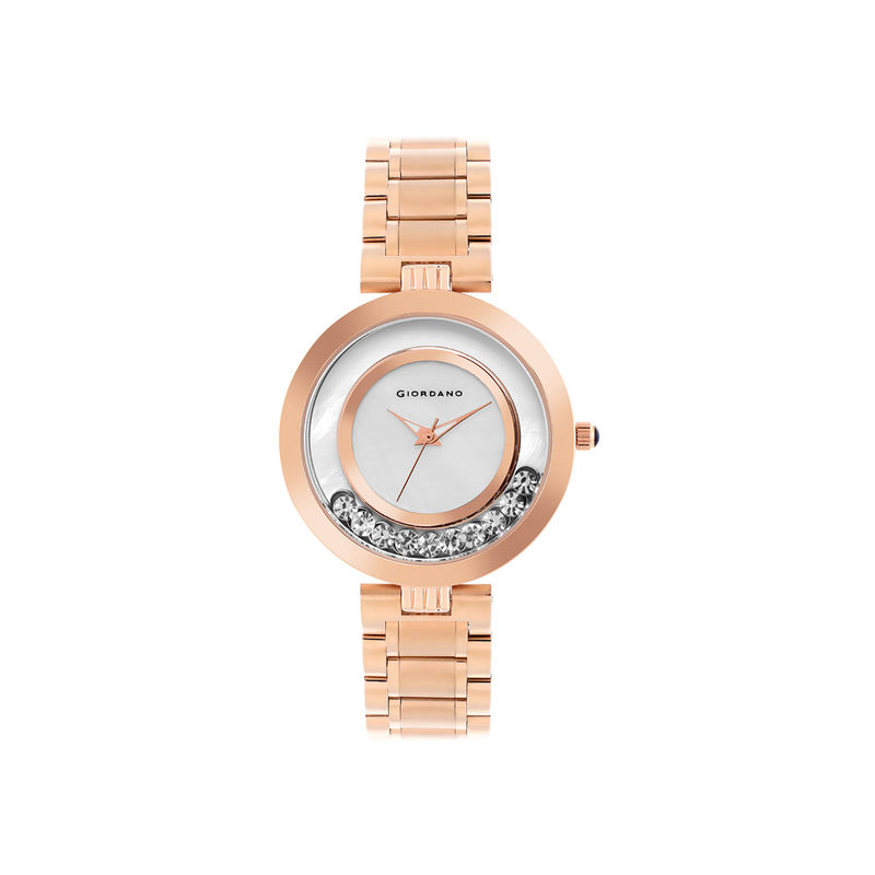 Giordano Rose Gold Case & Silver Dial Analog Watch For Women - GD-60021 ...