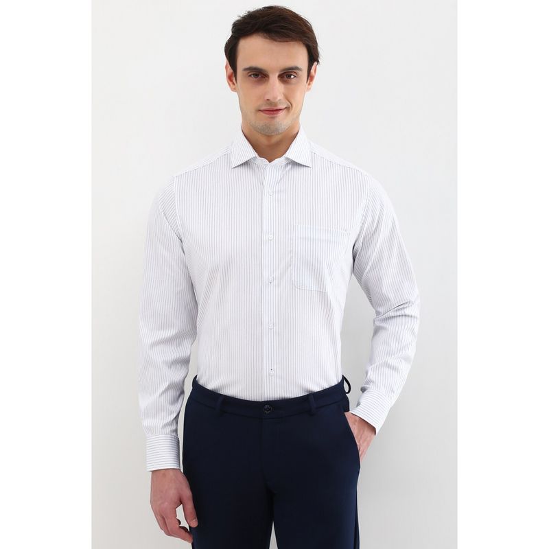 Allen Solly Men White Stripes Full Sleeves Formal Shirt (40)