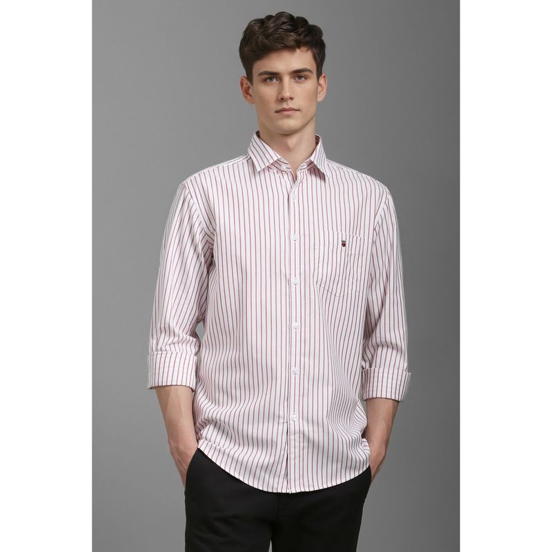 Louis Philippe Men White Stripes Full Sleeves Casual Shirt (42)