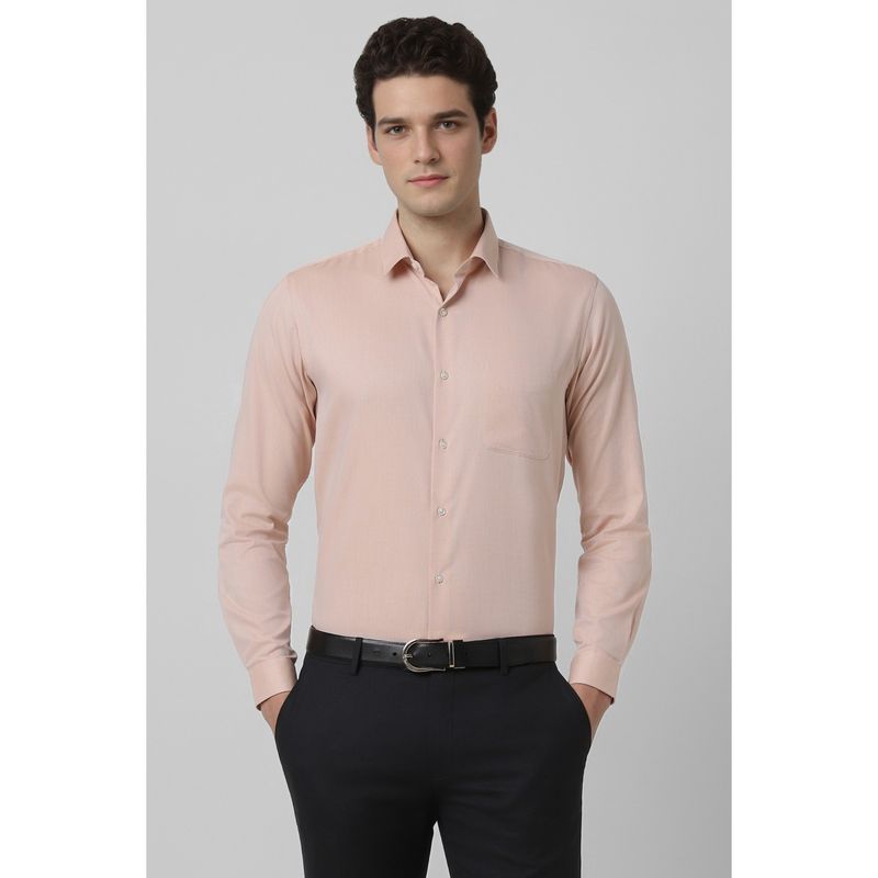 Peter England Men Peach Solid Full Sleeves Formal Shirt (39)