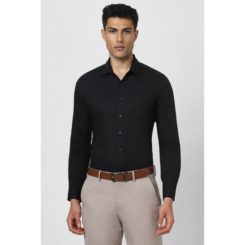 Van Heusen Men Black Solid Full Sleeves Formal Shirt (44)