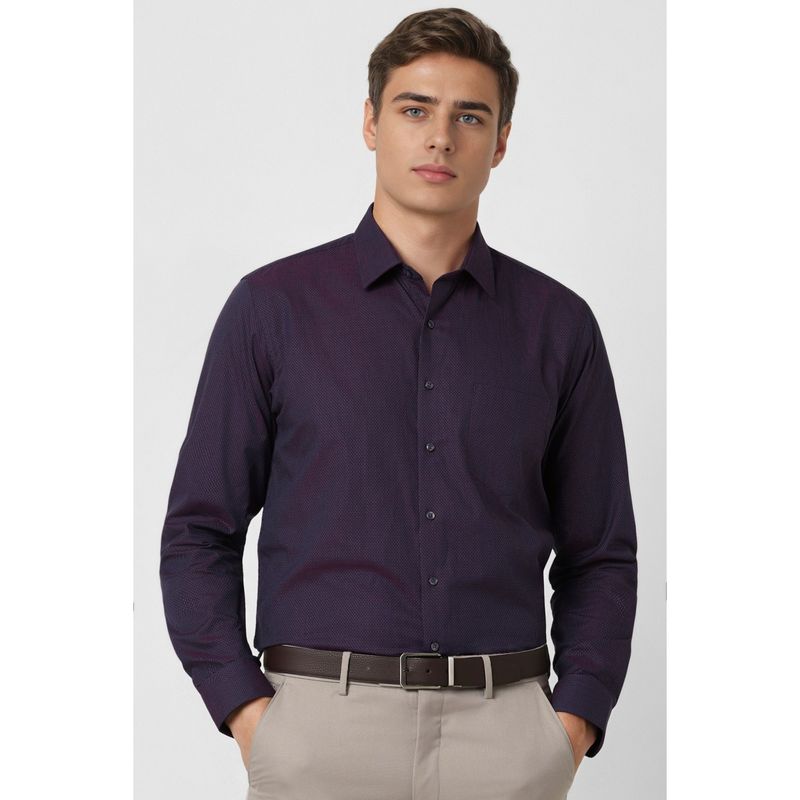 Van Heusen Men Purple Textured Full Sleeves Casual Shirt (44)