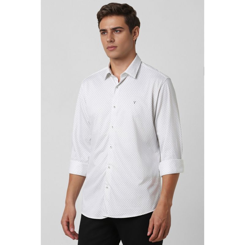 Van Heusen Men White Printed Full Sleeves Casual Shirt (40)
