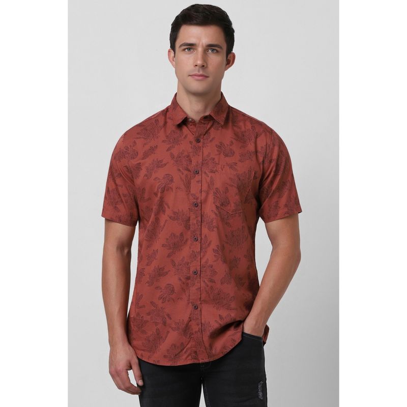Van Heusen Men Maroon Printed Half Sleeves Casual Shirt (39)