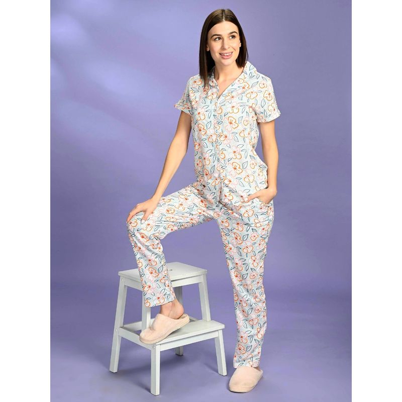 July Nightwear Women Rayon Blue Shirt - Pyjama-WPC449 (S)