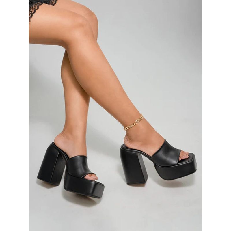 Shoetopia Stylish Solid Black Block Heels for Women & Girls (EURO 40)