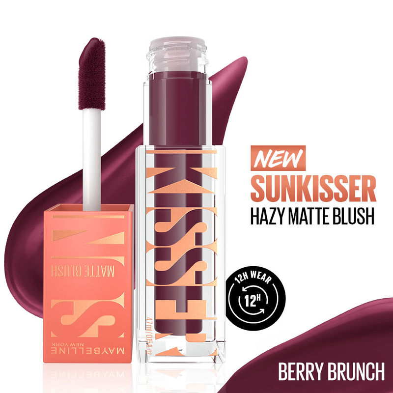 Maybelline Sunkisser Hazy Matte Blush, 12HR Sunkissed Cheeks, Transfer & Sweat-proof, Berry Brunch
