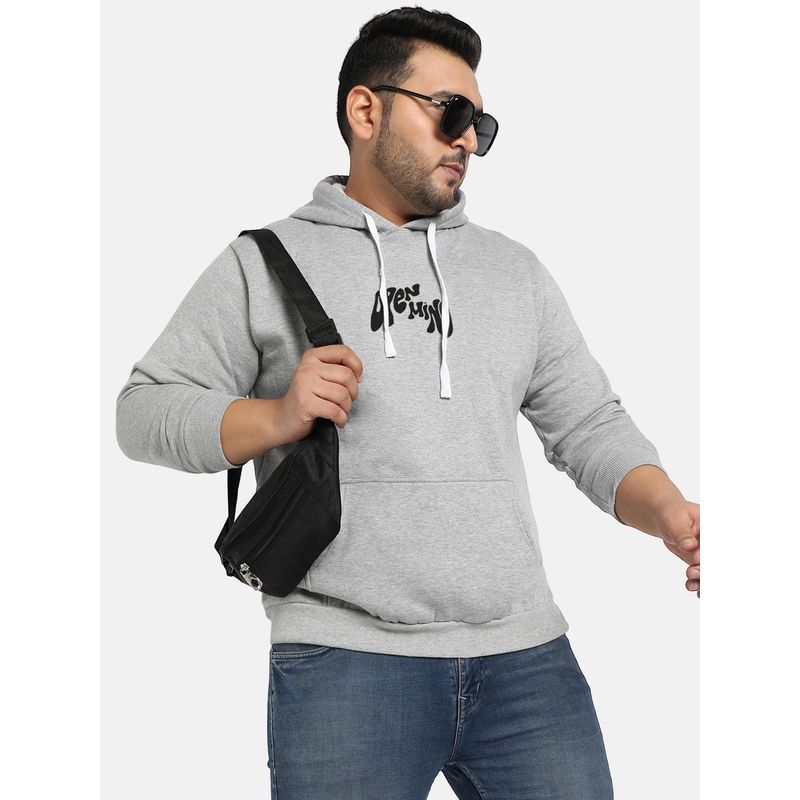 Instafab Plus Mens Light Grey Pullover Sweatshirt with Contrast Drawstring (3XL)