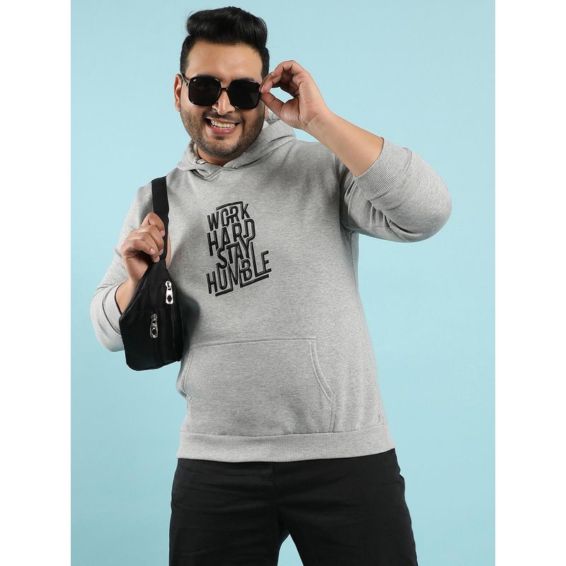 Instafab Plus Mens Light Grey Work Hard Stay Humble Sweatshirt (3XL)