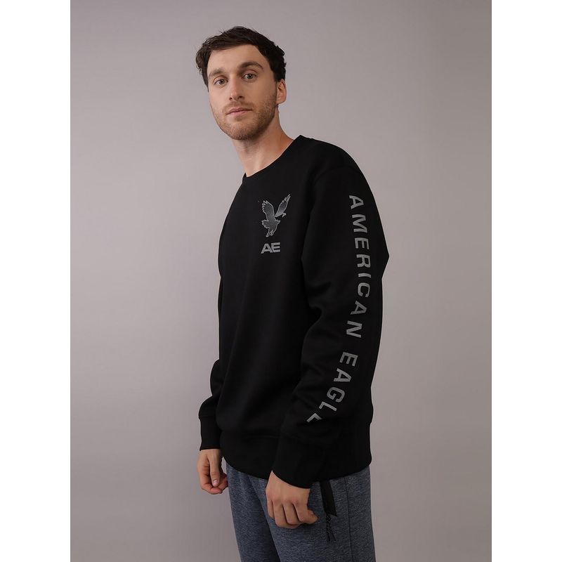 American Eagle Men Black 24/7 Crew Neck Sweatshirt (M)