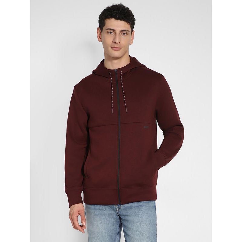 American Eagle Men Burgundy 24/7 Zip-Up Hoodie (XS)