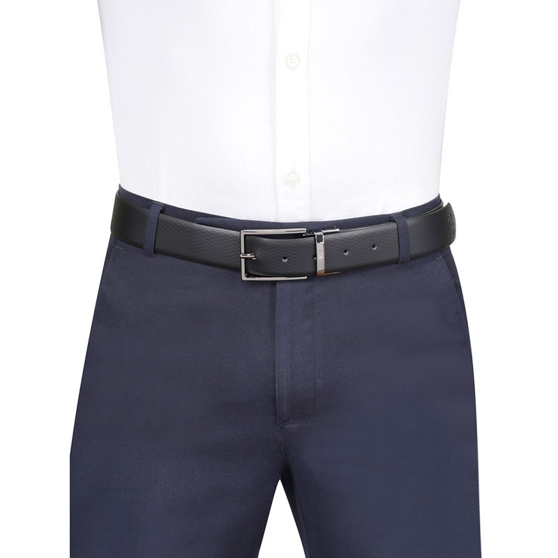 United Colors of Benetton Men Filip Reversible Leather Belt - Black & Navy (M)