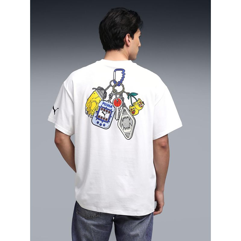Puma Men White Oversized Graphic Printed T-shirt (XS)