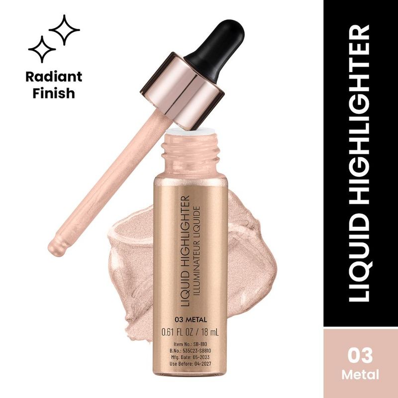 Swiss Beauty Drop and Glow Liquid Highlighter - 03 Metal