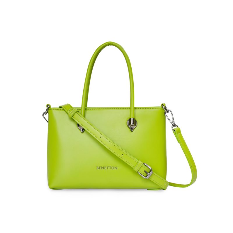 United Colors of Benetton Women Pu Tote Bag - Lime
