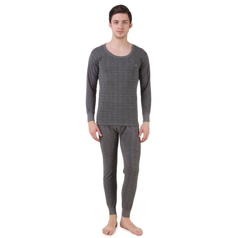 HAP Dark Grey Kings Quilted Thermal Round Neck Top & Trouser (Set of 2) (3XL)