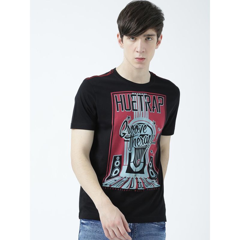 Huetrap Mens Black Short Sleeve T-Shirt (XL)