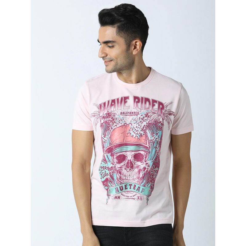 Huetrap Mens Light Pink Short Sleeve T-Shirt (L)