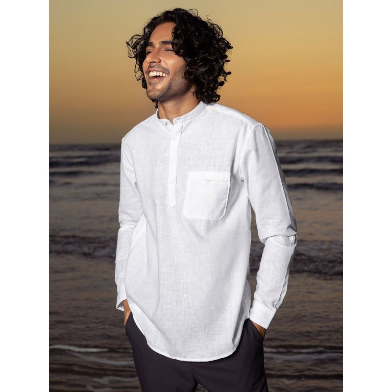KINGDOM OF WHITE Root in - Mandarin Collar Stylized Kurta (XXL)