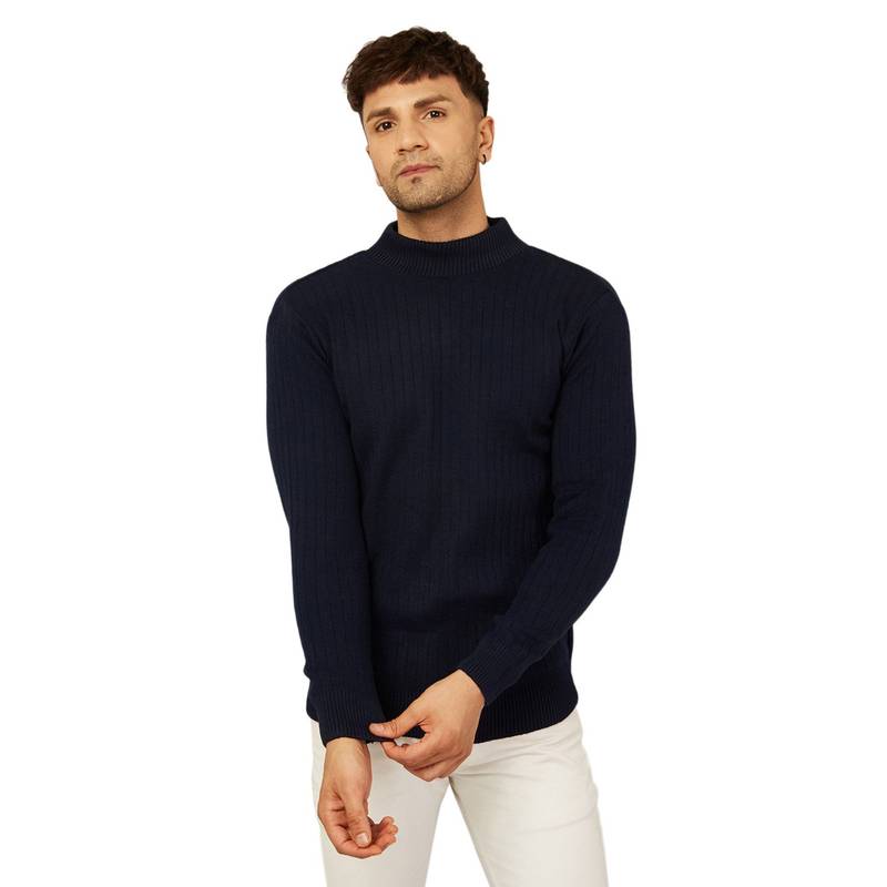 Kvetoo Solid,Plain High Neck Sweater For Men (M)