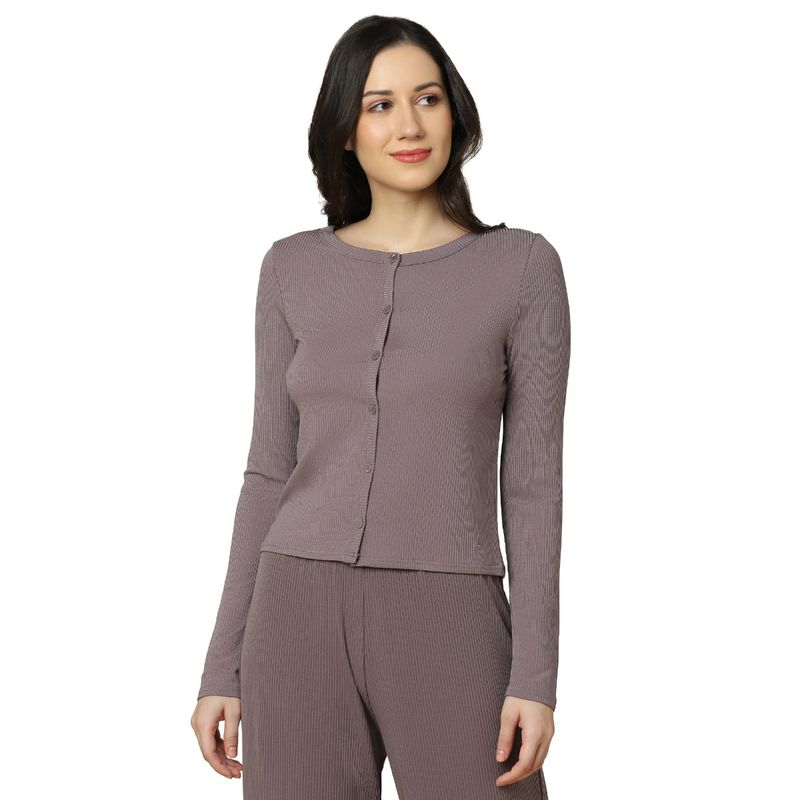 Triumph Natural Spotlight Ribbed Texture Full Sleeves Cardigan - Grey (42)