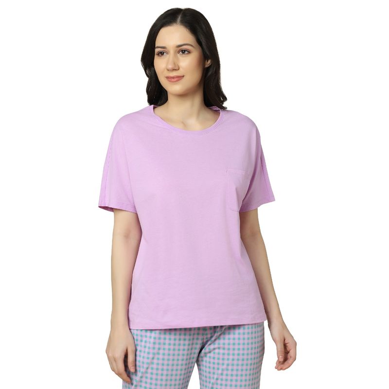 Triumph Mix & Match Organic Cotton Half Sleeve Round Neck Top - Purple (36)