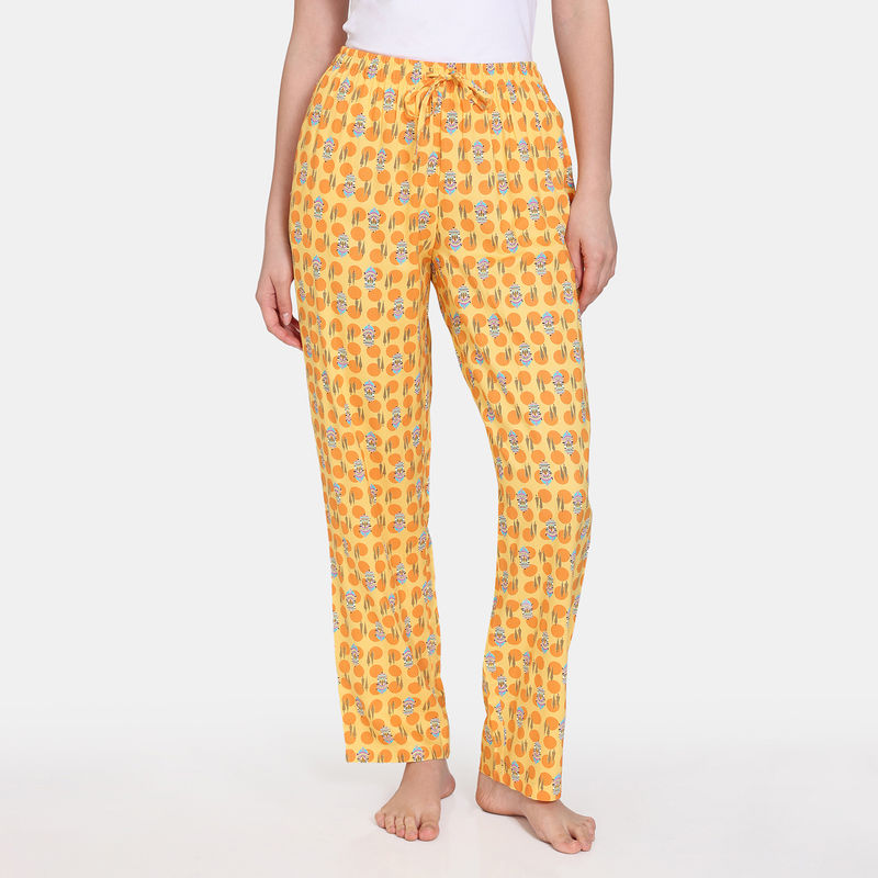 Zivame Jewel Garden Woven Pyjama - Yellow (S)