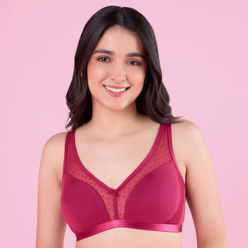 Nykd By Nykaa Glass Neckline Cotton Support Bra NYB280 Berry (36D)