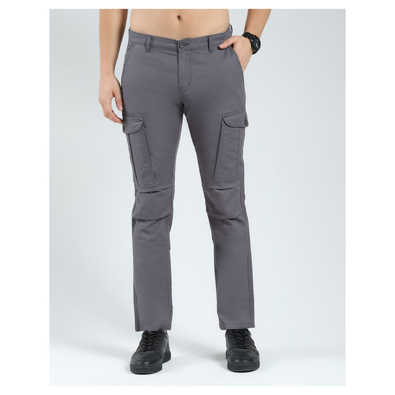 Monte Carlo Grey Men Solid Slim Fit Cargo (30)