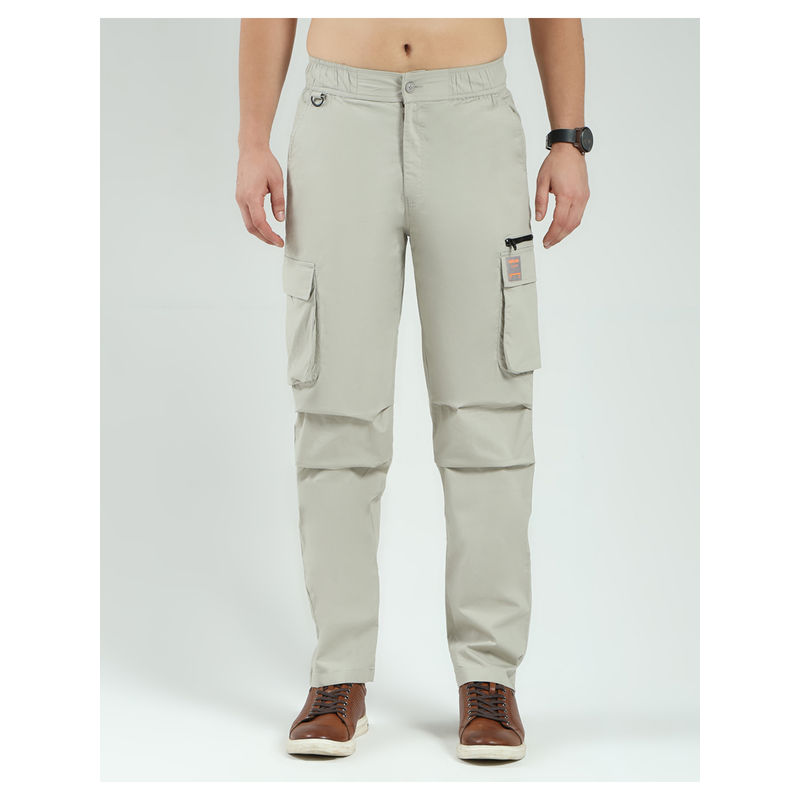 Monte Carlo Grey Men Solid Regular Fit Cargo (L)