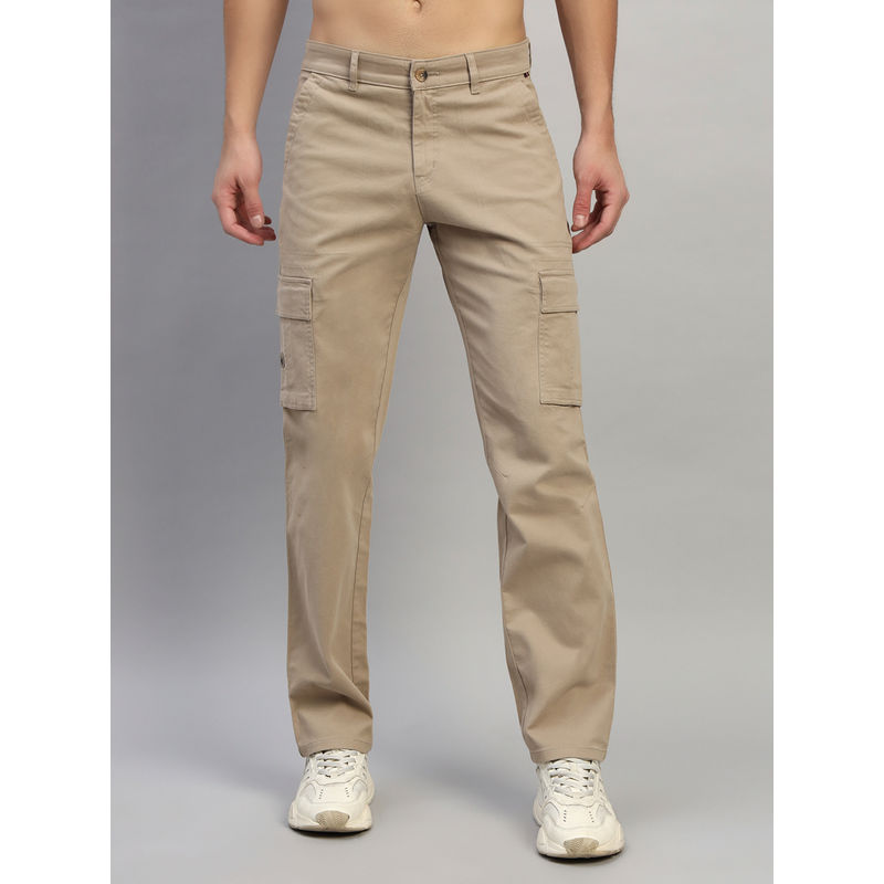 Cantabil Men Solid Cream Regular Fit Casual Cargo (32)