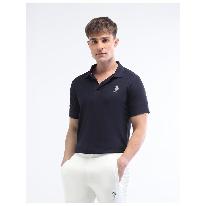 U.S. POLO ASSN. Active Sports Mens Solid Slim Fit Polo Shirt (L)