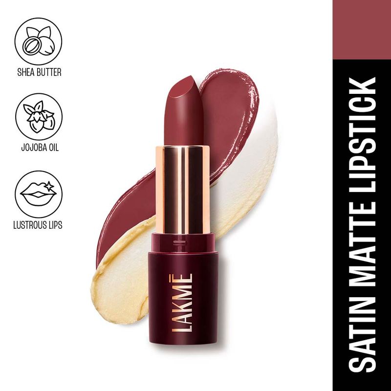 Lakme Ultimate Glam Satin Matte Lipstick For Luxurious Satin Matte Finish - Mauve Hue