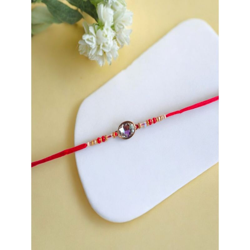 AccessHer Elegant Elephant Designer Rakhi For Brother With Roli Kumkum & Greeting Card - Traditional Rakshabandhan Gift