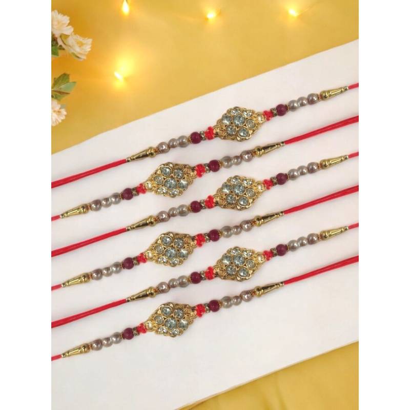 Buy Accessher Semi Precious Red Rakhi Gifting with Roli Kumkum Packets ...