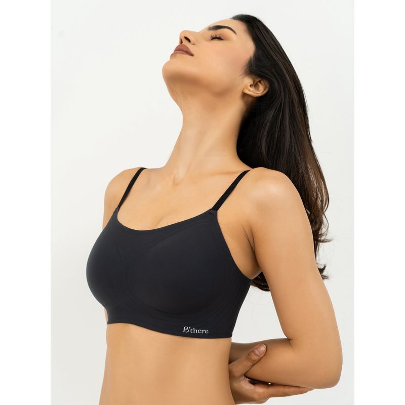 B'There Womens Full Coverage Seamless Scoop Neck Bra - Black (S)