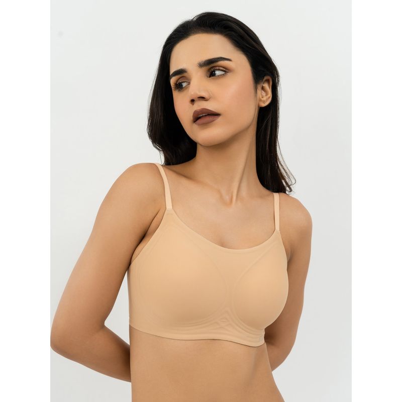 B'There Womens Full Coverage Seamless Scoop Neck Bra - Beige (XL)