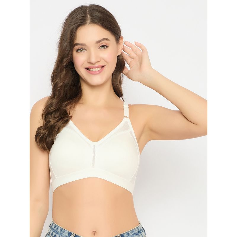 Clovia Cotton Solid Non-Padded Full Cup Wire Free T-Shirt Bra - White (36E)