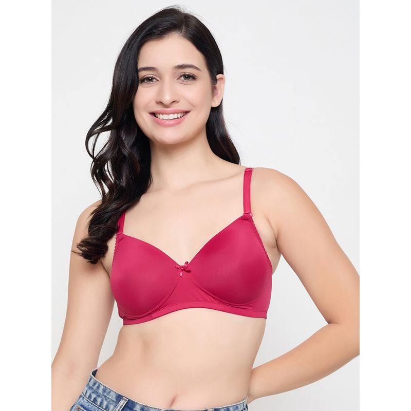 Clovia Polyamide Padded Full Cup Wire Free T-Shirt Bra - Magenta (32D)
