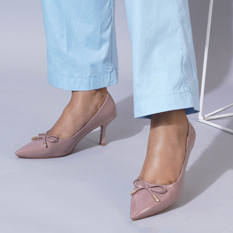 Sherrif Shoes Nude Stiletto Solid Pump Heels (EURO 33)