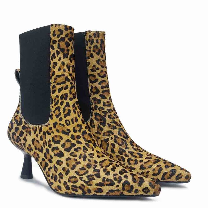 Saint G Oriana Multi-Color Pony Hair Print Leather Chelsea Boots (EURO 36)