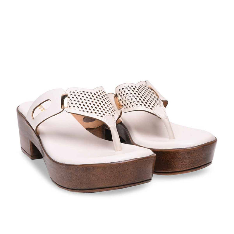ROCIA By Regal White Women Casual Block Heel Sandals (EURO 37)