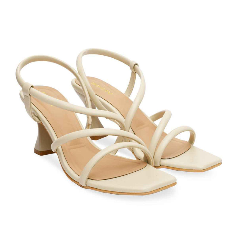 ROCIA By Regal Cream Women Strappy Stilettos Heels (EURO 39)