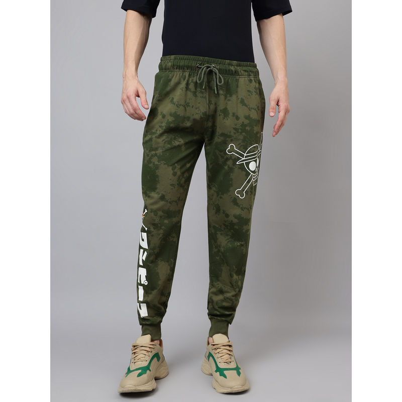 Free Authority One Piece Printed Regular Fit Joggers Olive (30)