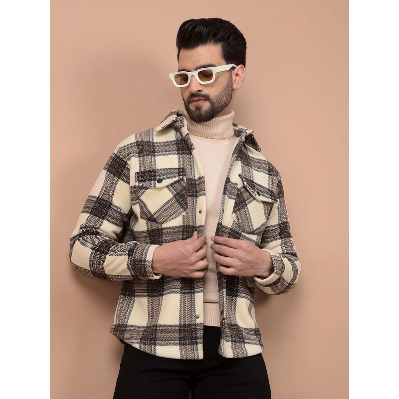 CRIMSOUNE CLUB Men Brown Checked Shacket (2XL)